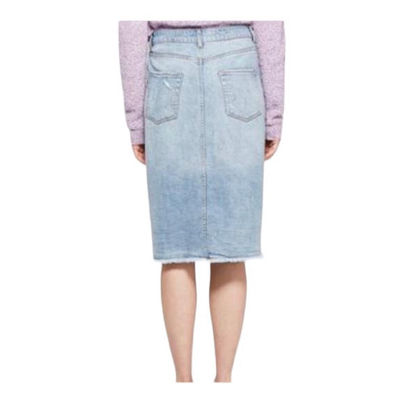 Target Wild Fable Button Front Knee Length Distressed Denim Jean Skirt Women 6 - Picture 5 of 9